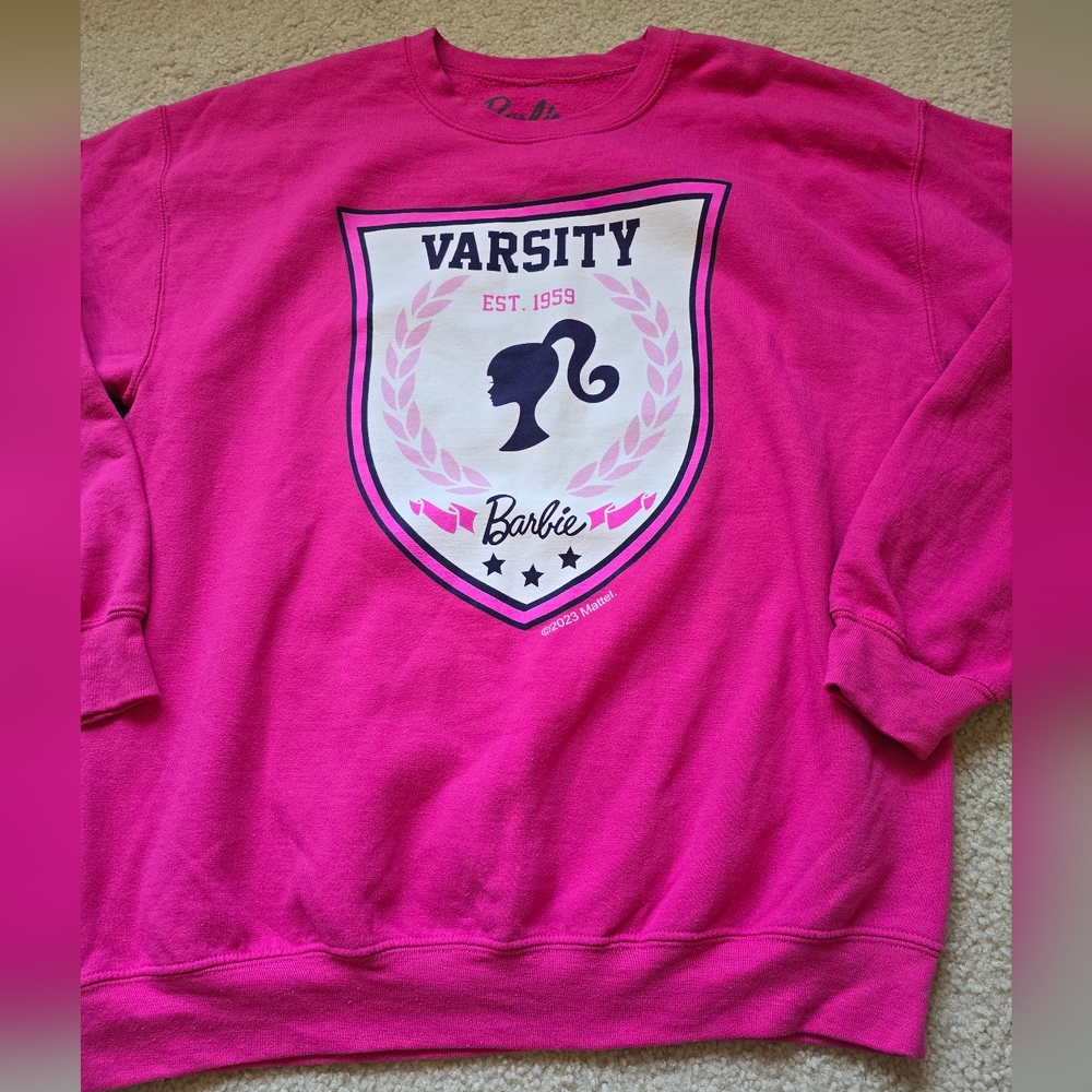 Barbie Hot Pink Varsity Logo Sweatshirt